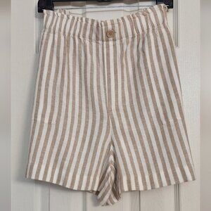 Loft Outlet Pull on Striped Linen Blend Shorts XL NWT